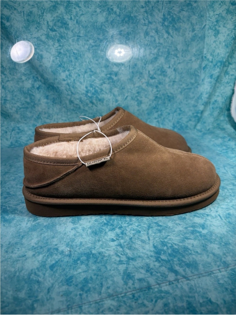 Bearpaw Shearling Lines Mule Men’s Brown Low Top Suede Slip On Shoes Size 10